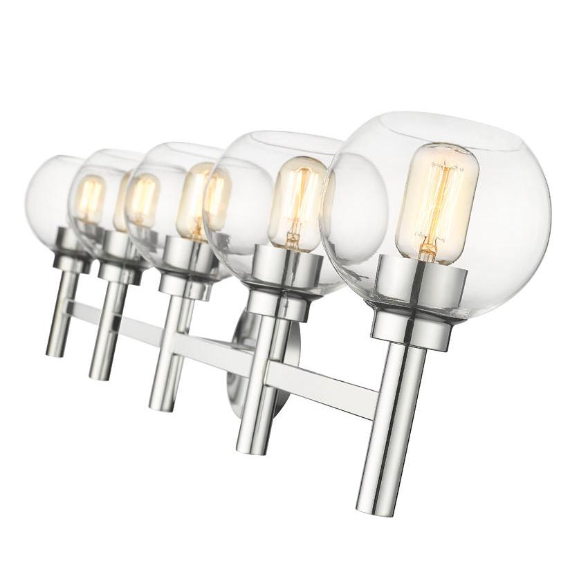 Z-Lite Sutton 5-Light Chrome Steel Frame Clear Glass Shade Vanity Light