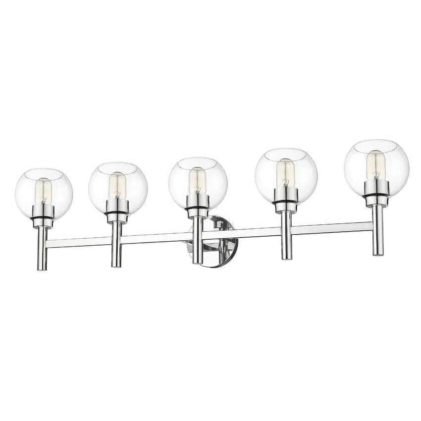 Z-Lite Sutton 5-Light Chrome Steel Frame Clear Glass Shade Vanity Light