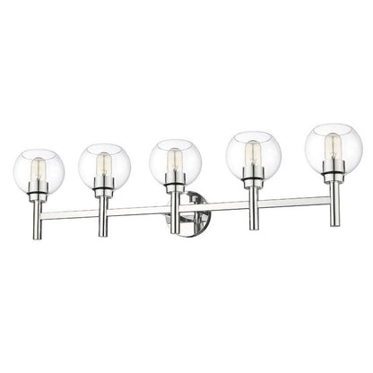Z-Lite Sutton 5-Light Chrome Steel Frame Clear Glass Shade Vanity Light