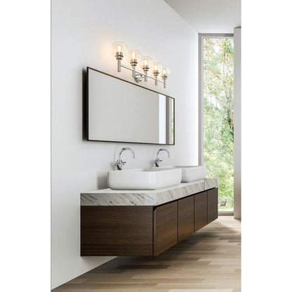 Z-Lite Sutton 5-Light Chrome Steel Frame Clear Glass Shade Vanity Light