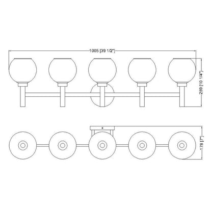 Z-Lite Sutton 5-Light Chrome Steel Frame Clear Glass Shade Vanity Light