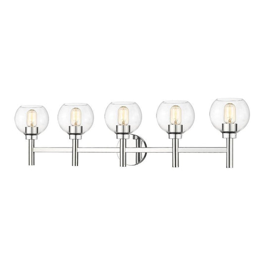 Z-Lite Sutton 5-Light Chrome Steel Frame Clear Glass Shade Vanity Light