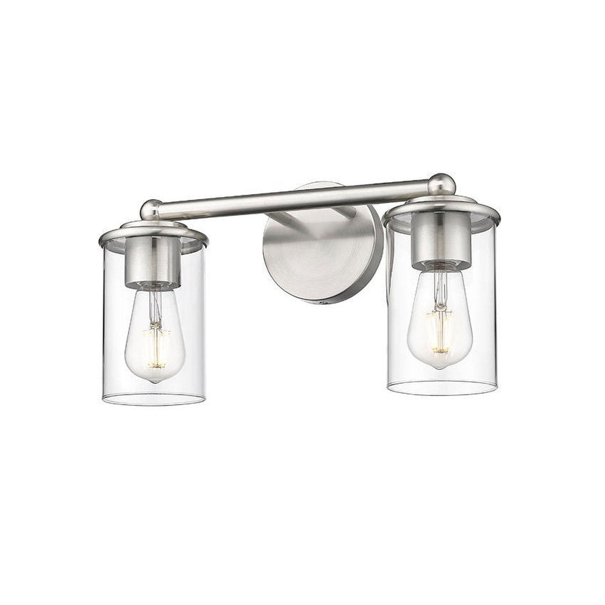 Z-Lite Thayer 16" 2-Light Brushed Nickel Steel and Clear Glass Shade Vanity Light