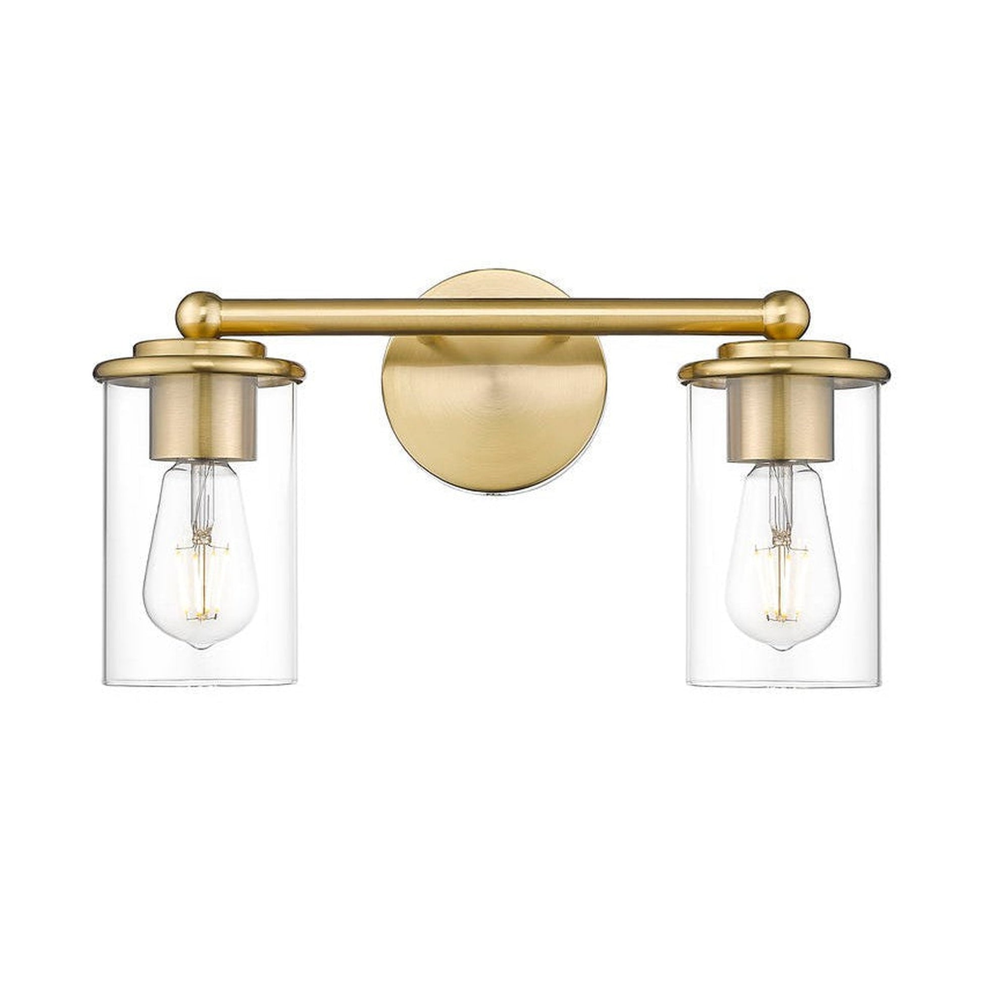 Z-Lite Thayer 16" 2-Light Luxe Gold Steel and Clear Glass Shade Vanity Light