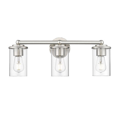 Z-Lite Thayer 23" 3-Light Brushed Nickel Steel and Clear Glass Shade Vanity Light