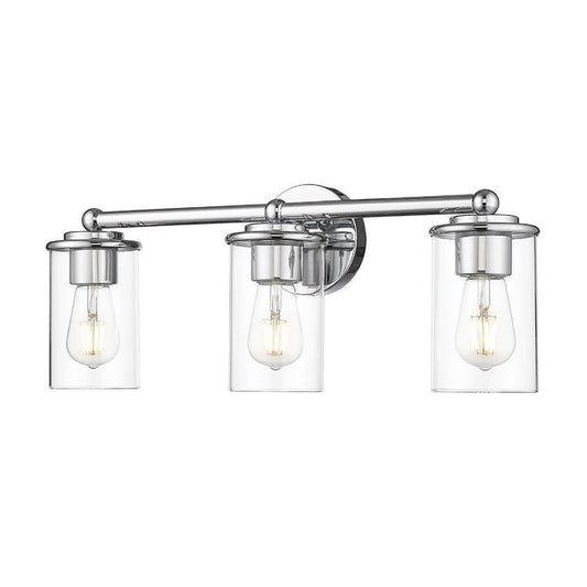 Z-Lite Thayer 23" 3-Light Chrome Steel and Clear Glass Shade Vanity Light