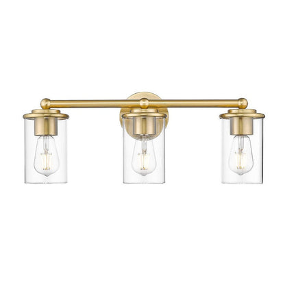 Z-Lite Thayer 23" 3-Light Luxe Gold Steel and Clear Glass Shade Vanity Light