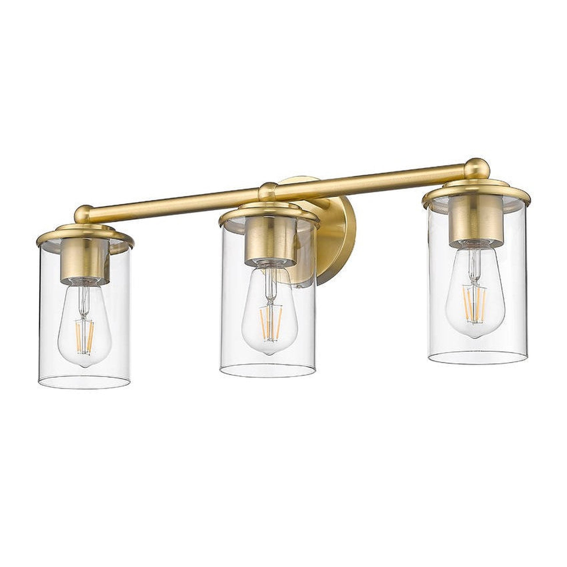 Z-Lite Thayer 23" 3-Light Luxe Gold Steel and Clear Glass Shade Vanity Light