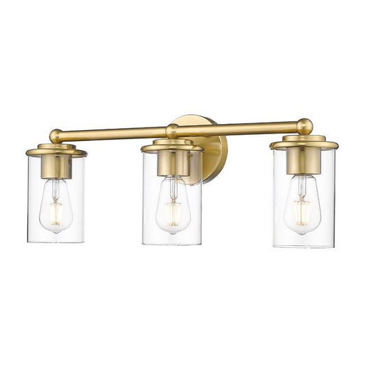 Z-Lite Thayer 23" 3-Light Luxe Gold Steel and Clear Glass Shade Vanity Light