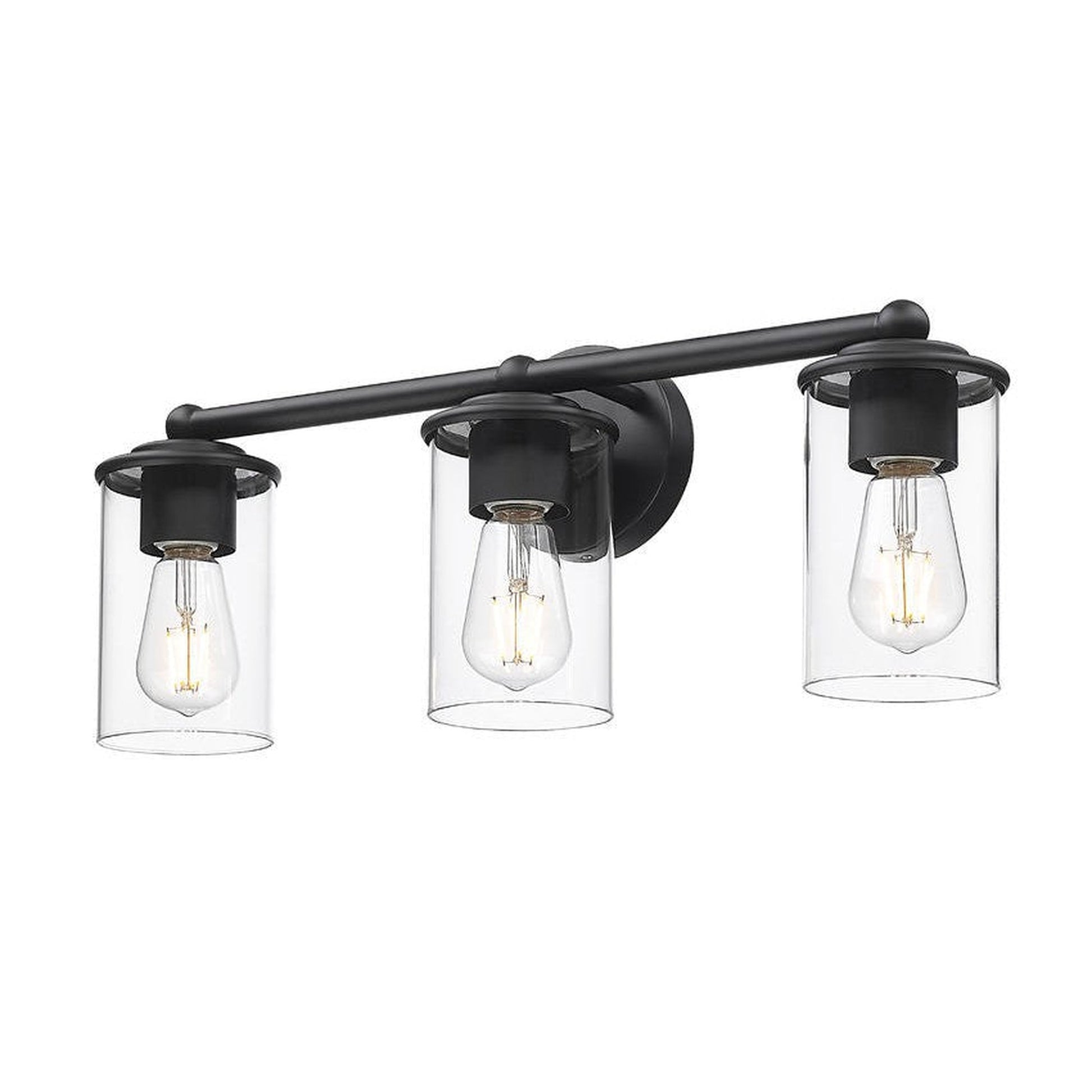 Z-Lite Thayer 23" 3-Light Matte Black Steel and Clear Glass Shade Vanity Light