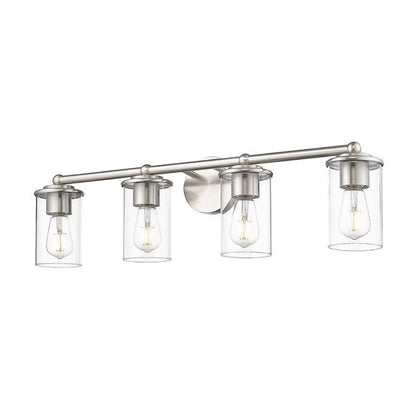Z-Lite Thayer 31" 4-Light Brushed Nickel Steel and Clear Glass Shade Vanity Light