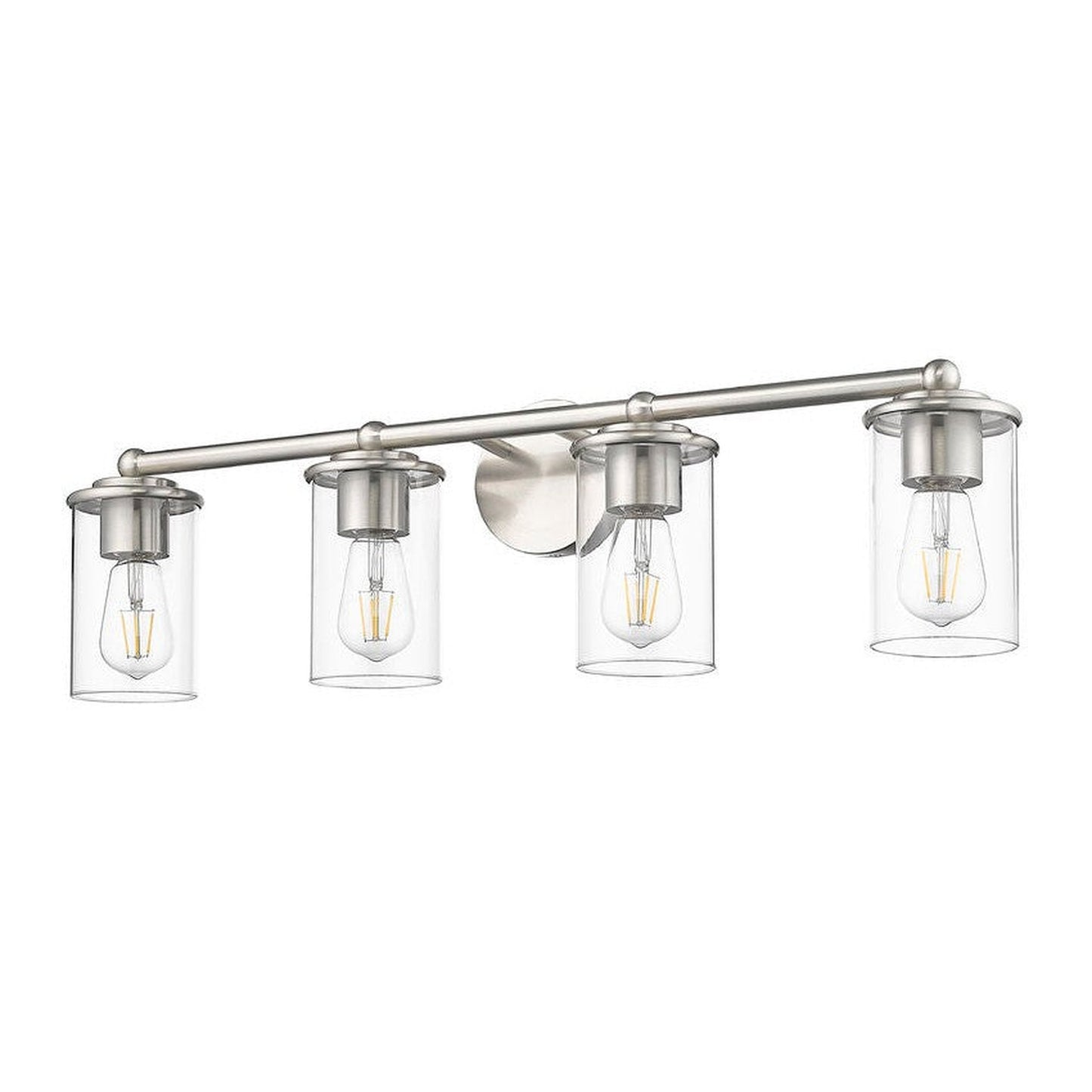 Z-Lite Thayer 31" 4-Light Brushed Nickel Steel and Clear Glass Shade Vanity Light