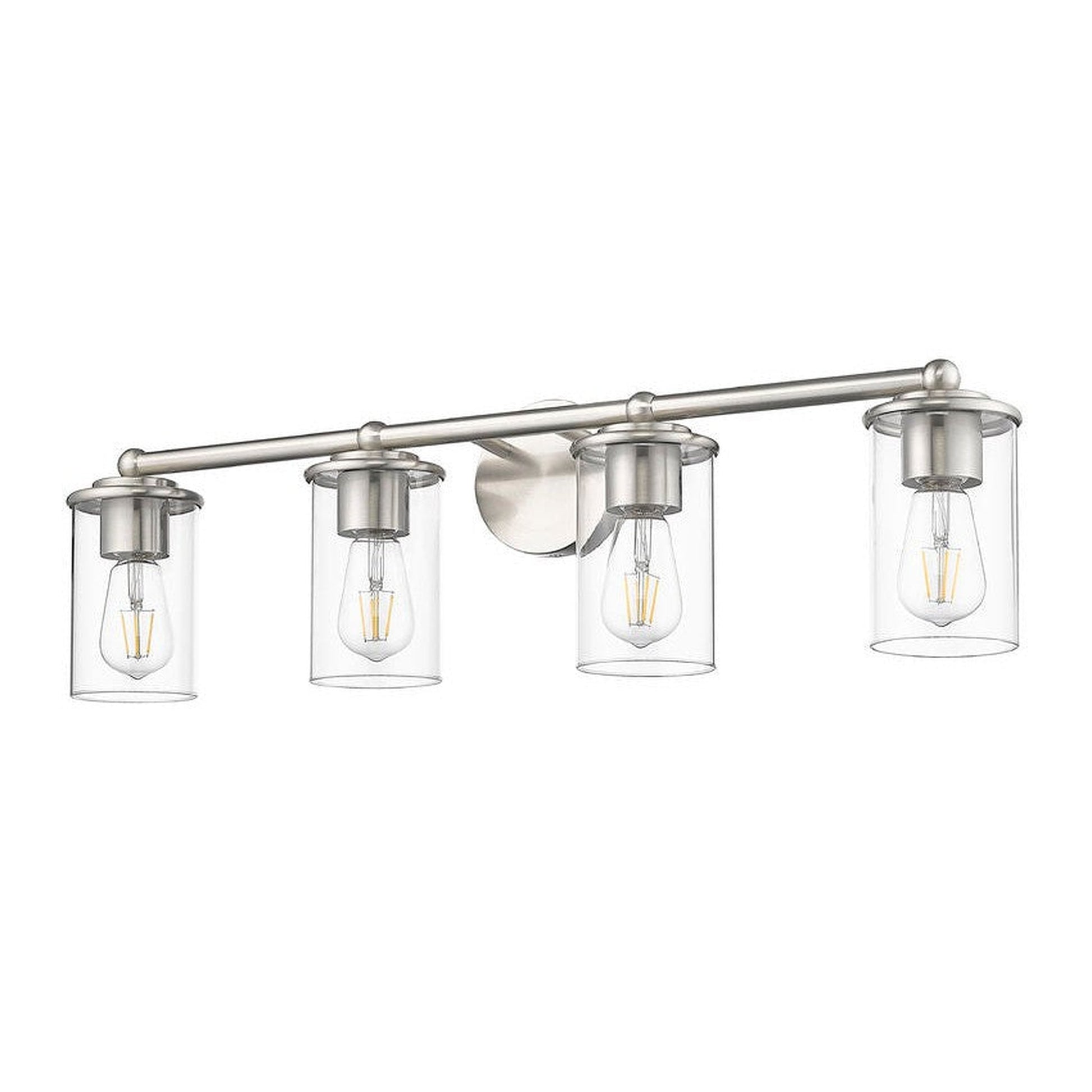 Z-Lite Thayer 31" 4-Light Brushed Nickel Steel and Clear Glass Shade Vanity Light