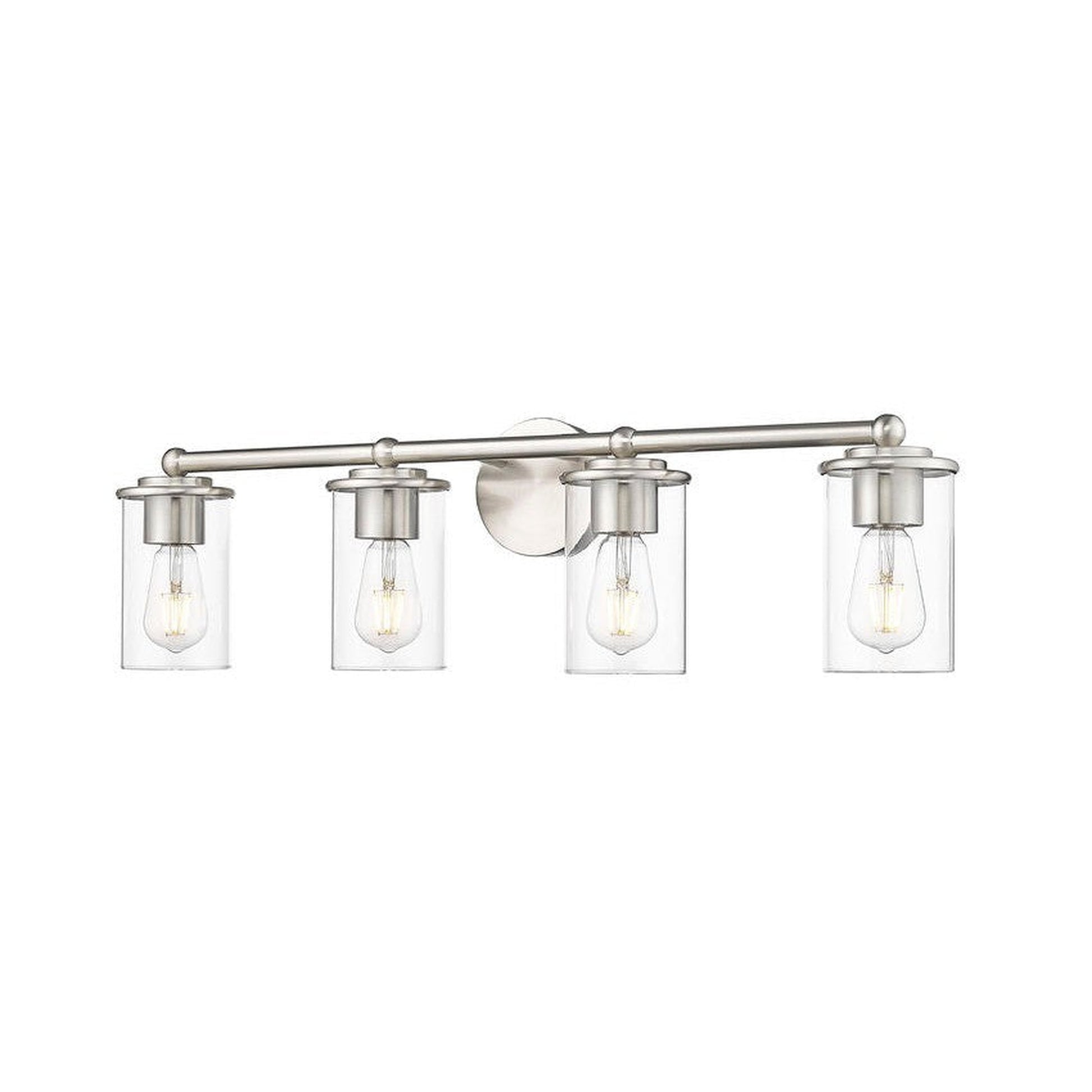 Z-Lite Thayer 31" 4-Light Brushed Nickel Steel and Clear Glass Shade Vanity Light