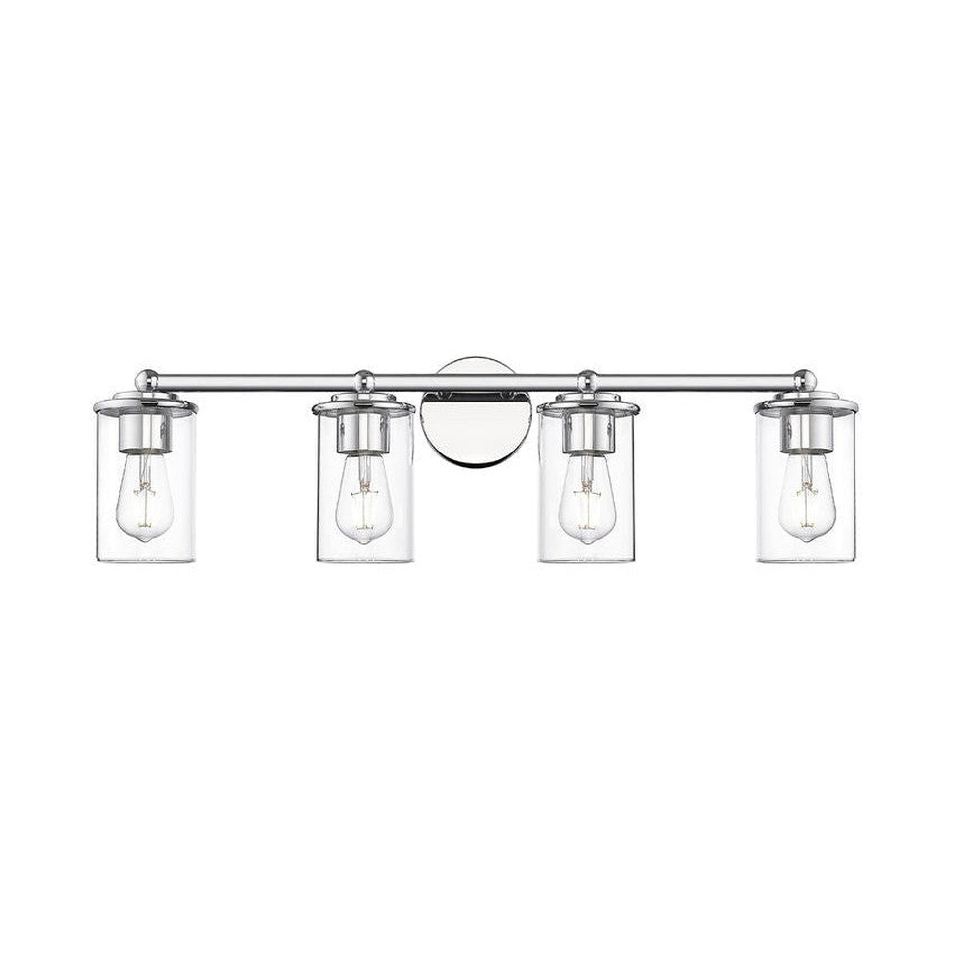 Z-Lite Thayer 31" 4-Light Chrome Steel and Clear Glass Shade Vanity Light