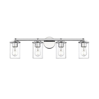 Z-Lite Thayer 31" 4-Light Chrome Steel and Clear Glass Shade Vanity Light