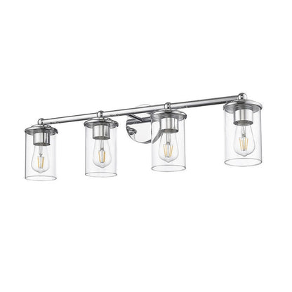 Z-Lite Thayer 31" 4-Light Chrome Steel and Clear Glass Shade Vanity Light