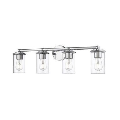 Z-Lite Thayer 31" 4-Light Chrome Steel and Clear Glass Shade Vanity Light