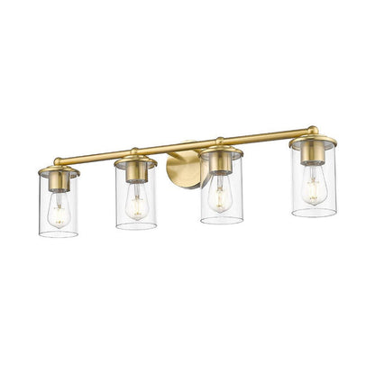 Z-Lite Thayer 31" 4-Light Luxe Gold Steel and Clear Glass Shade Vanity Light