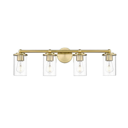 Z-Lite Thayer 31" 4-Light Luxe Gold Steel and Clear Glass Shade Vanity Light