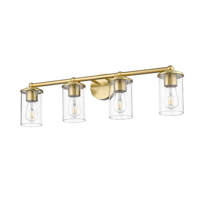 Z-Lite Thayer 31" 4-Light Luxe Gold Steel and Clear Glass Shade Vanity Light