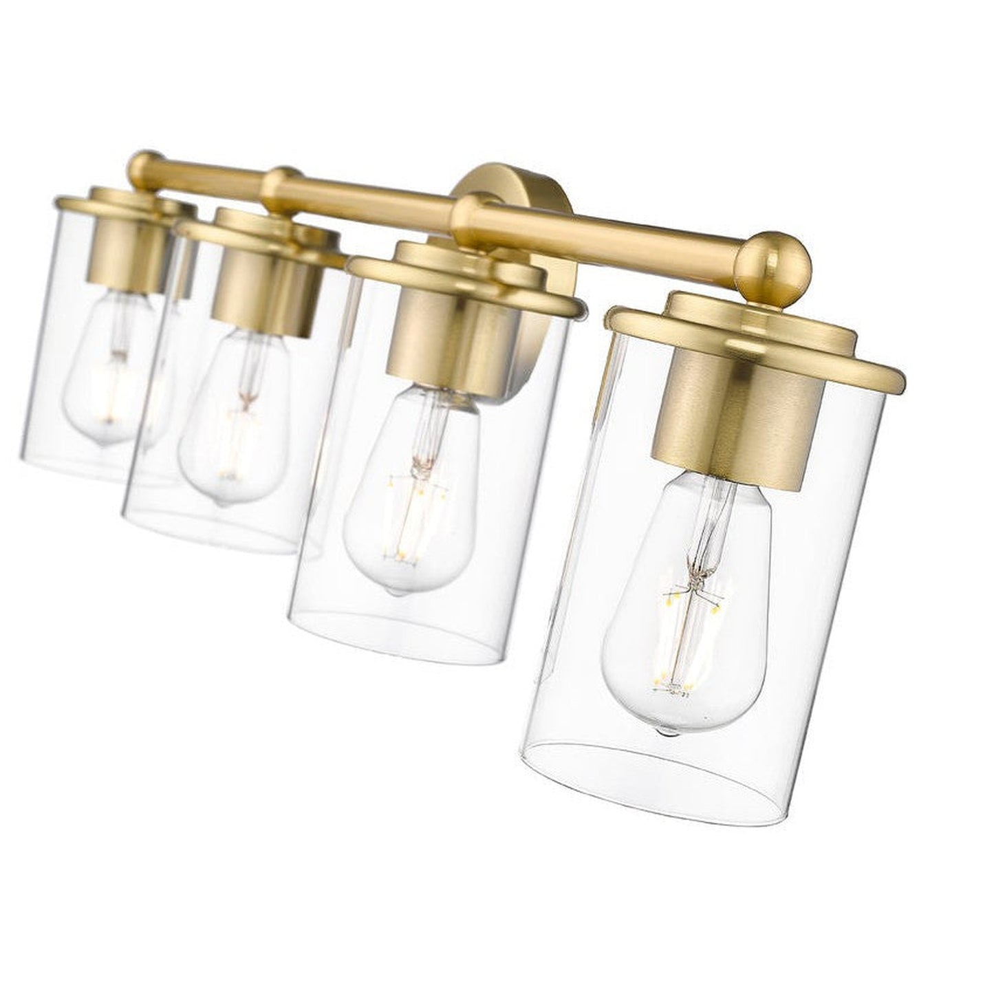 Z-Lite Thayer 31" 4-Light Luxe Gold Steel and Clear Glass Shade Vanity Light