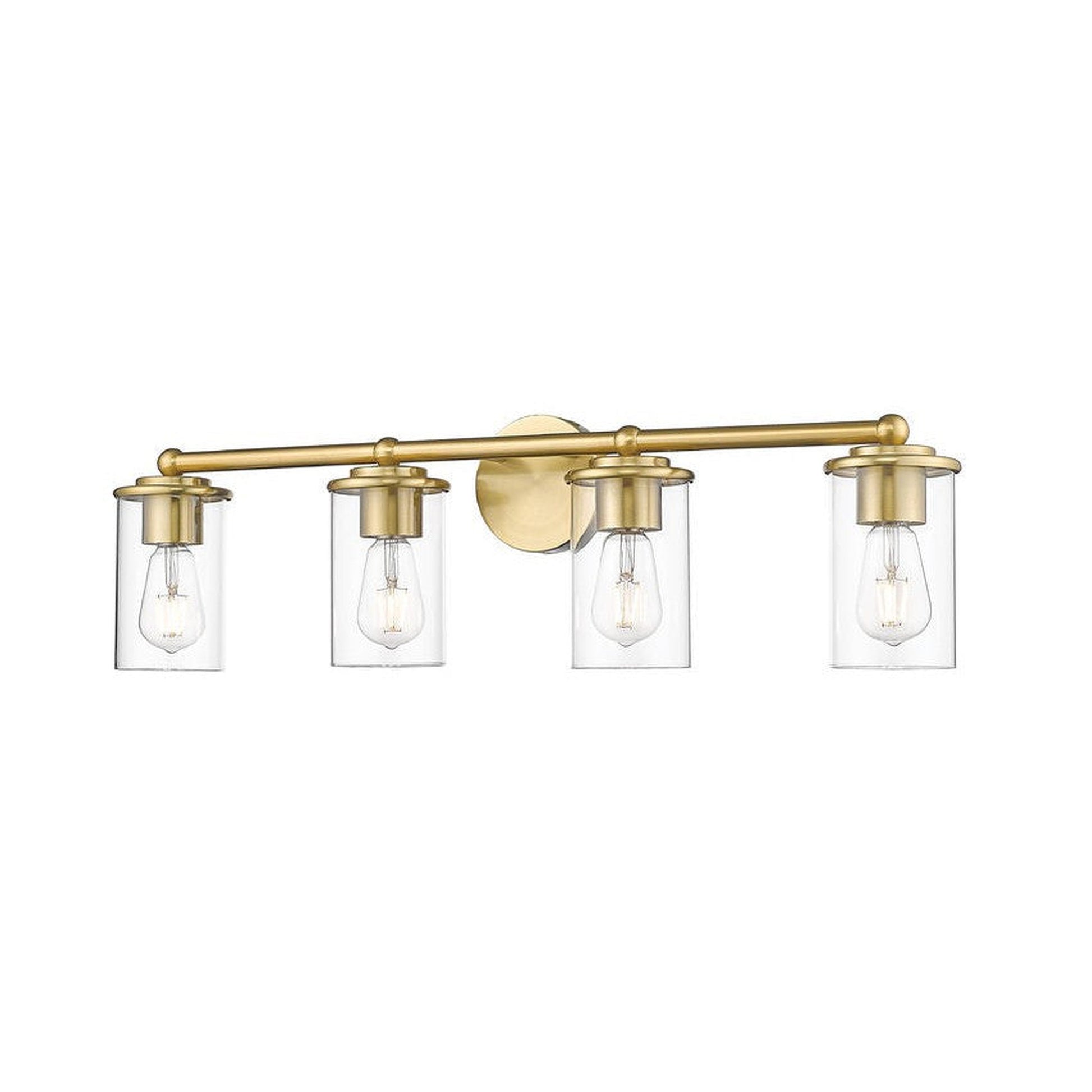 Z-Lite Thayer 31" 4-Light Luxe Gold Steel and Clear Glass Shade Vanity Light