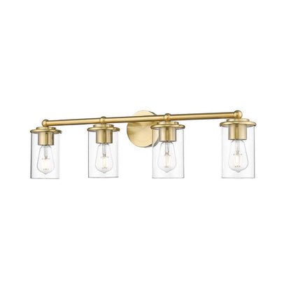 Z-Lite Thayer 31" 4-Light Luxe Gold Steel and Clear Glass Shade Vanity Light