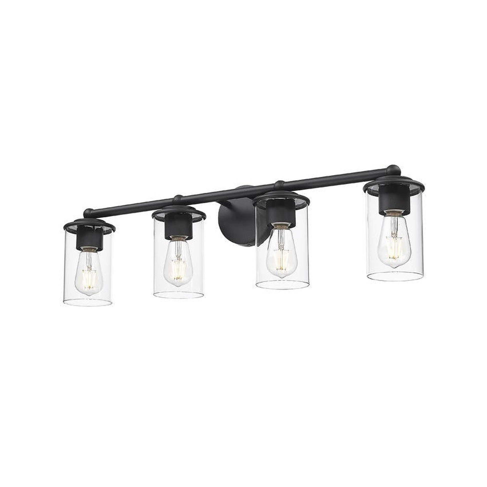 Z-Lite Thayer 31" 4-Light Matte Black Steel and Clear Glass Shade Vanity Light