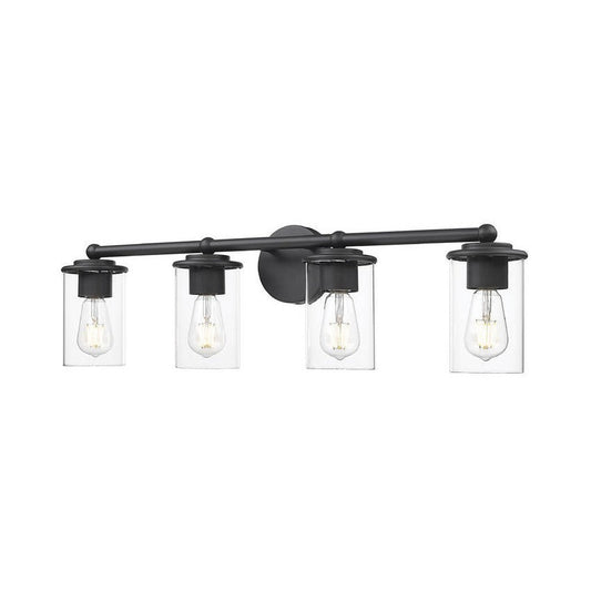 Z-Lite Thayer 31" 4-Light Matte Black Steel and Clear Glass Shade Vanity Light