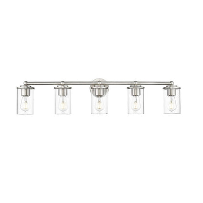 Z-Lite Thayer 39" 5-Light Brushed Nickel Steel and Clear Glass Shade Vanity Light