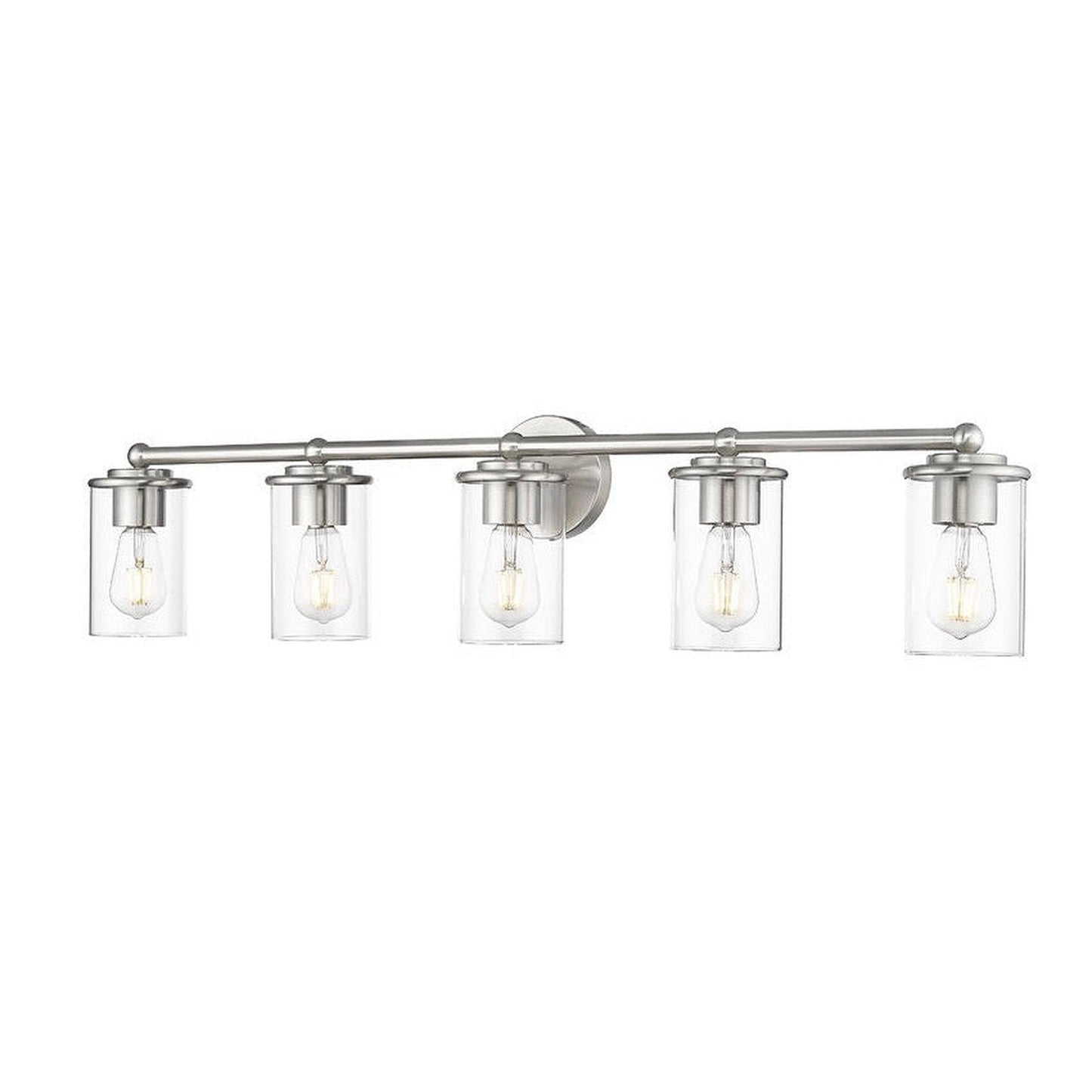 Z-Lite Thayer 39" 5-Light Brushed Nickel Steel and Clear Glass Shade Vanity Light