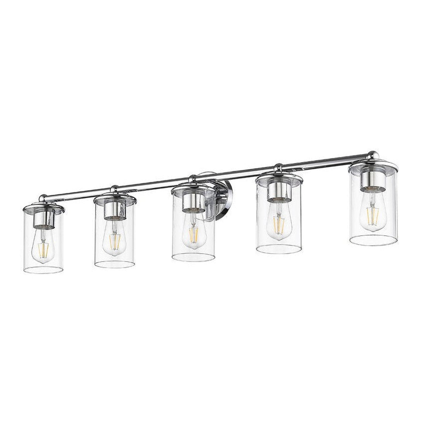 Z-Lite Thayer 39" 5-Light Chrome Steel and Clear Glass Shade Vanity Light