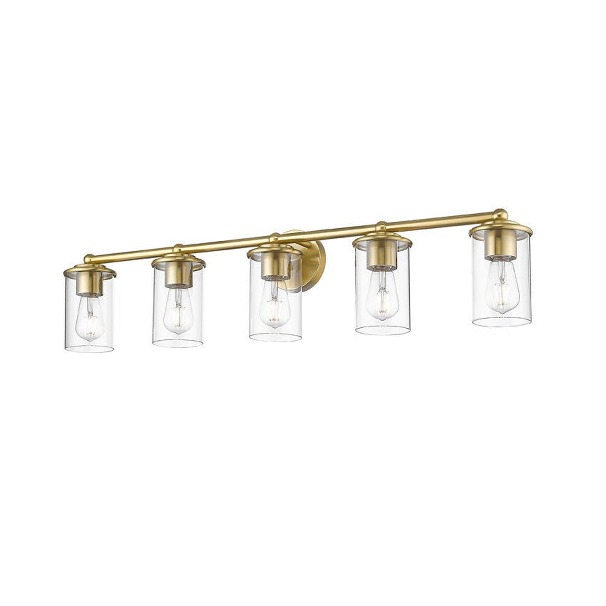 Z-Lite Thayer 39" 5-Light Luxe Gold Steel and Clear Glass Shade Vanity Light
