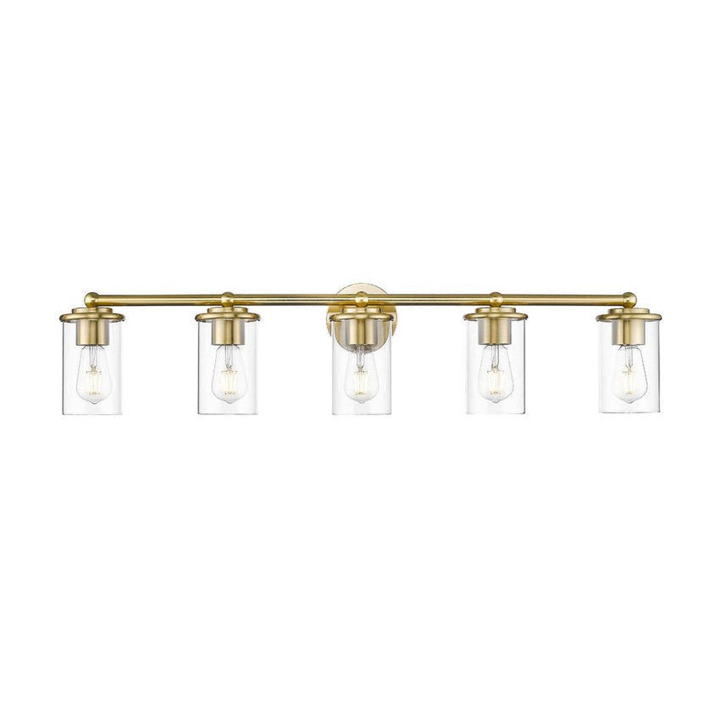 Z-Lite Thayer 39" 5-Light Luxe Gold Steel and Clear Glass Shade Vanity Light