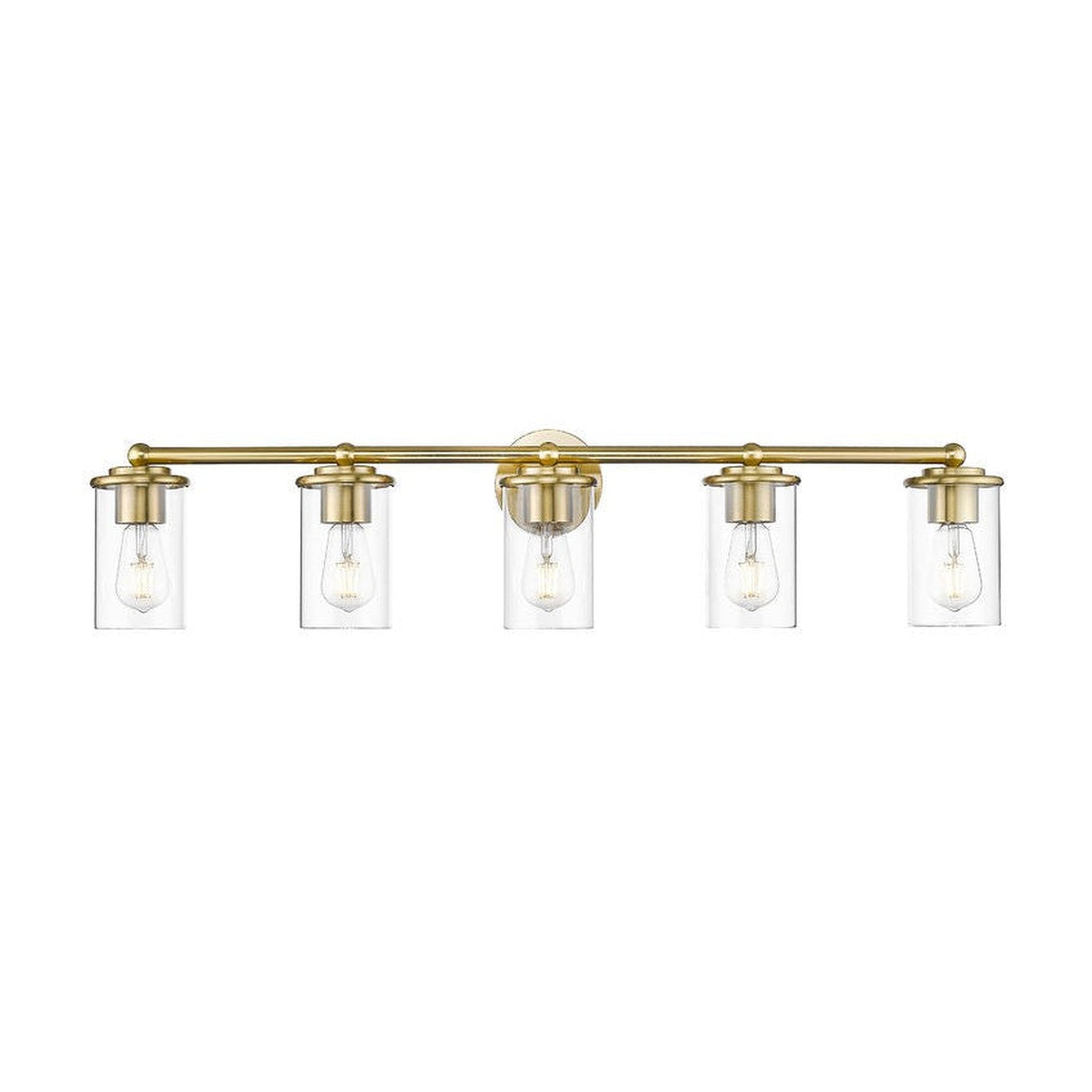 Z-Lite Thayer 39" 5-Light Luxe Gold Steel and Clear Glass Shade Vanity Light