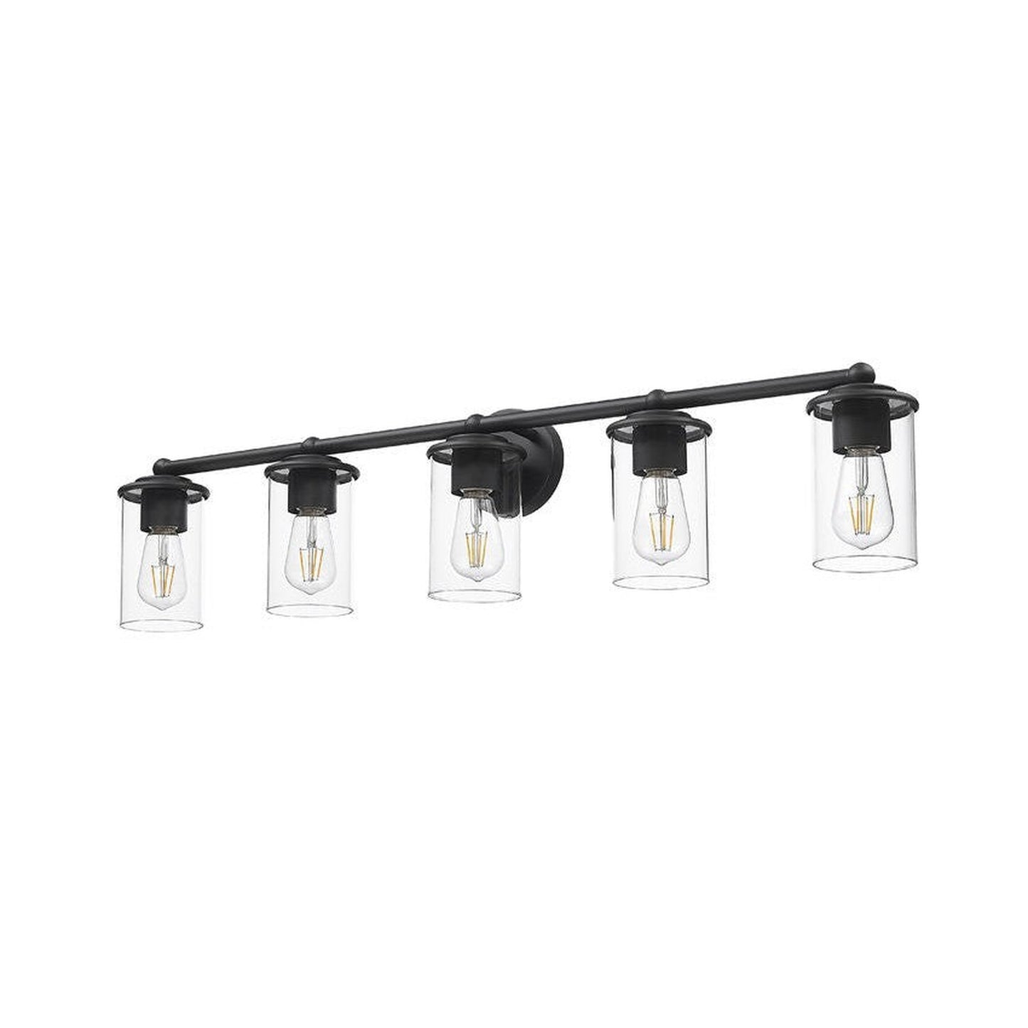 Z-Lite Thayer 39" 5-Light Matte Black Steel and Clear Glass Shade Vanity Light