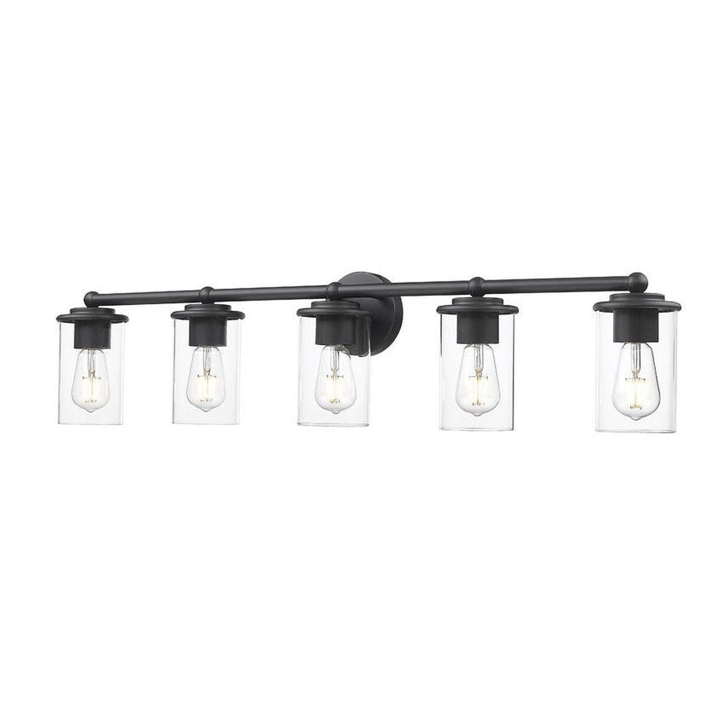 Z-Lite Thayer 39" 5-Light Matte Black Steel and Clear Glass Shade Vanity Light