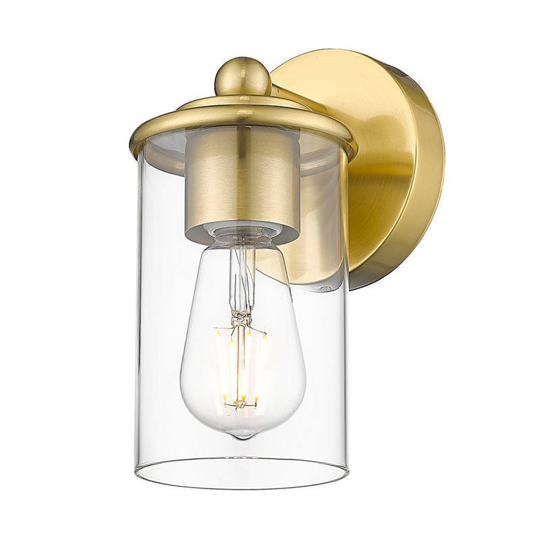 Z-Lite Thayer 5" 1-Light Luxe Gold Steel and Clear Glass Shade Wall Sconce