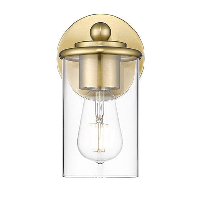 Z-Lite Thayer 5" 1-Light Luxe Gold Steel and Clear Glass Shade Wall Sconce