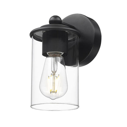 Z-Lite Thayer 5" 1-Light Matte Black Steel and Clear Glass Shade Wall Sconce