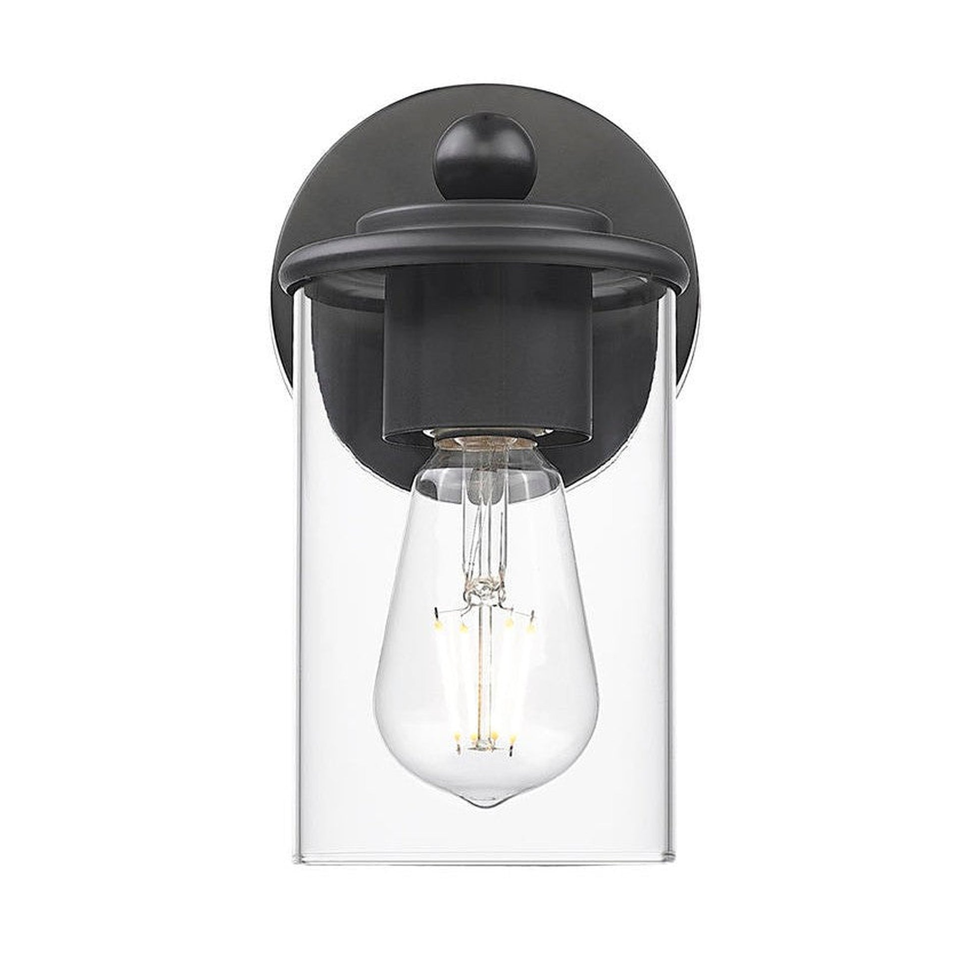 Z-Lite Thayer 5" 1-Light Matte Black Steel and Clear Glass Shade Wall Sconce