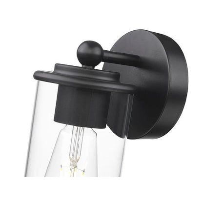 Z-Lite Thayer 5" 1-Light Matte Black Steel and Clear Glass Shade Wall Sconce