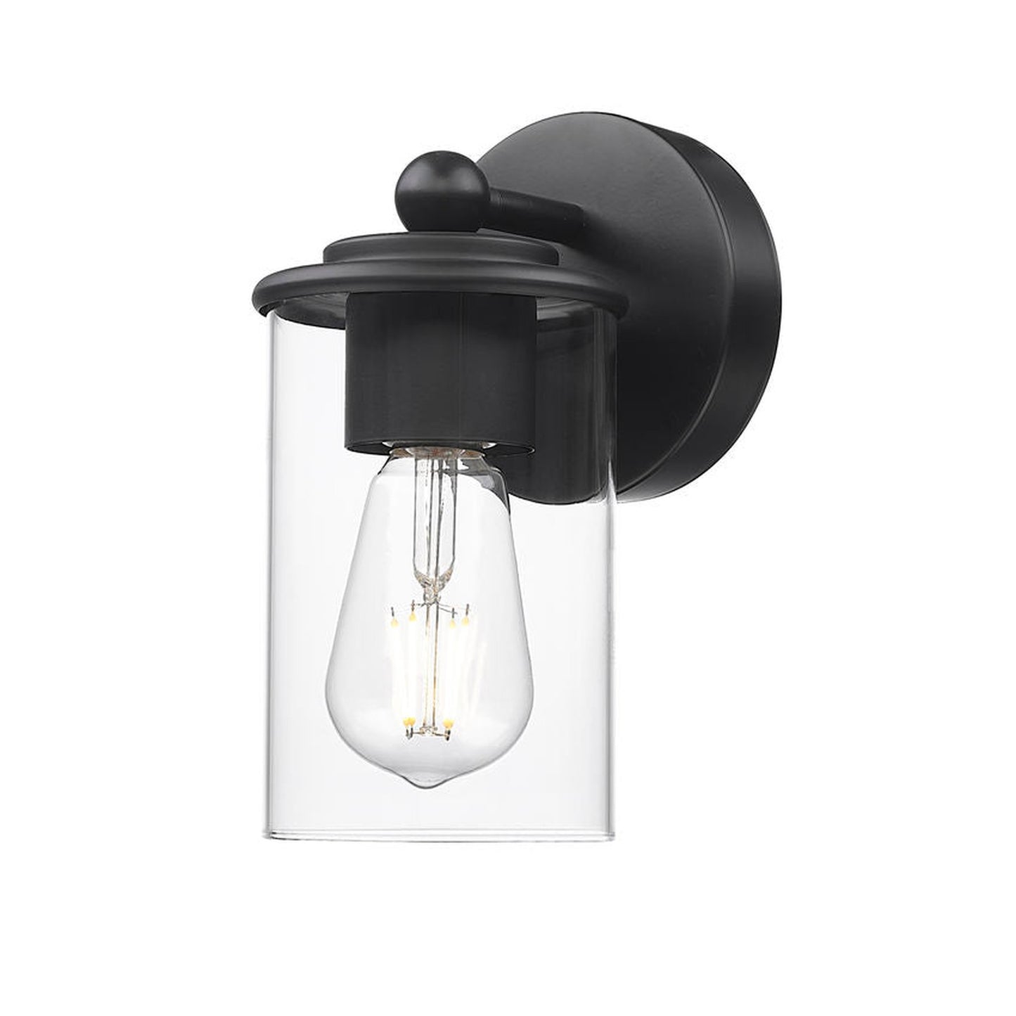 Z-Lite Thayer 5" 1-Light Matte Black Steel and Clear Glass Shade Wall Sconce