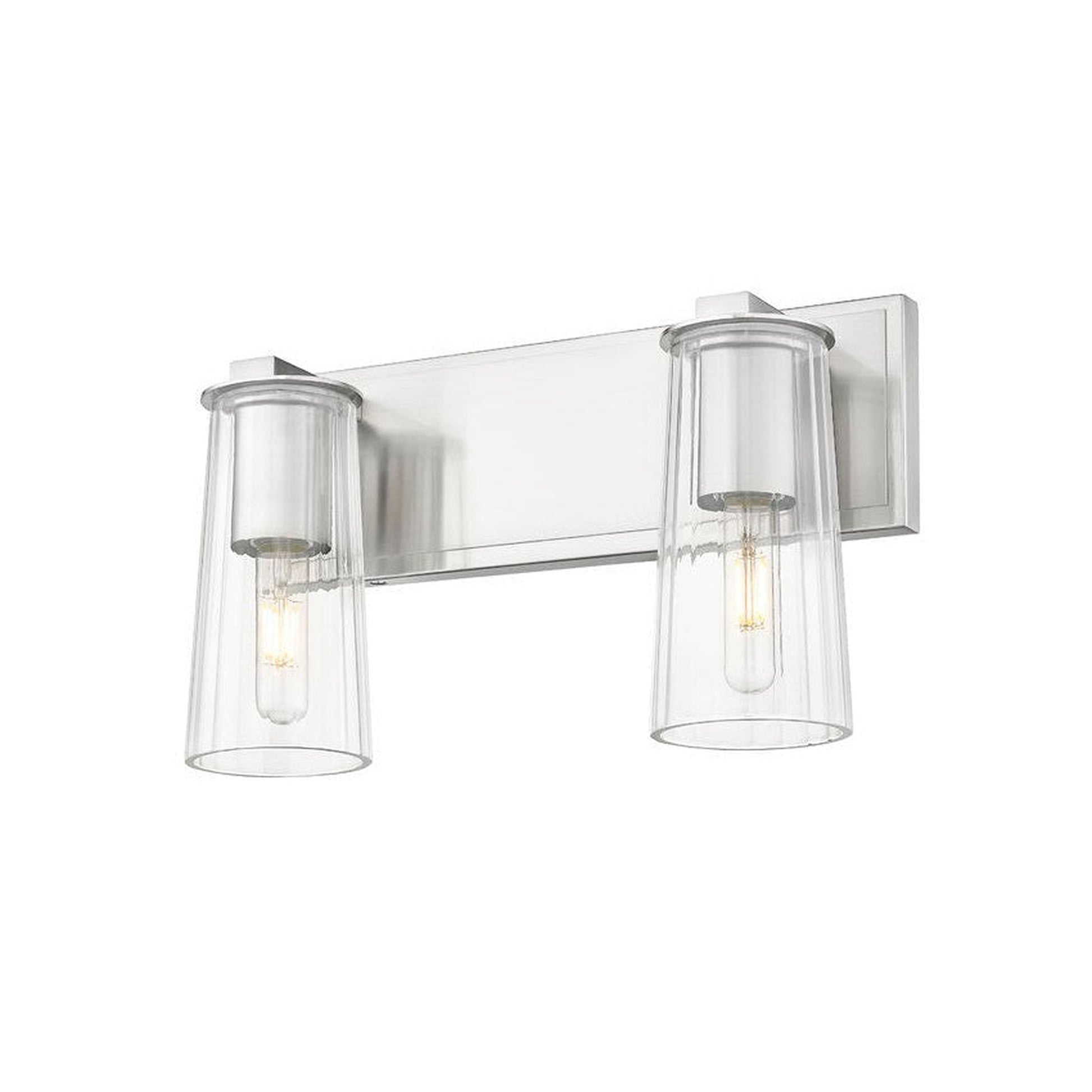 Z-Lite Titus 16" 2-Light Brushed Nickel Vanity Light With Clear Glass Shade