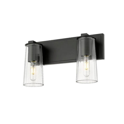 Z-Lite Titus 16" 2-Light Matte Black Vanity Light With Clear Glass Shade