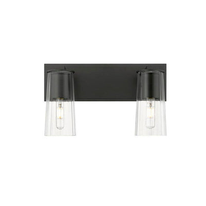 Z-Lite Titus 16" 2-Light Matte Black Vanity Light With Clear Glass Shade