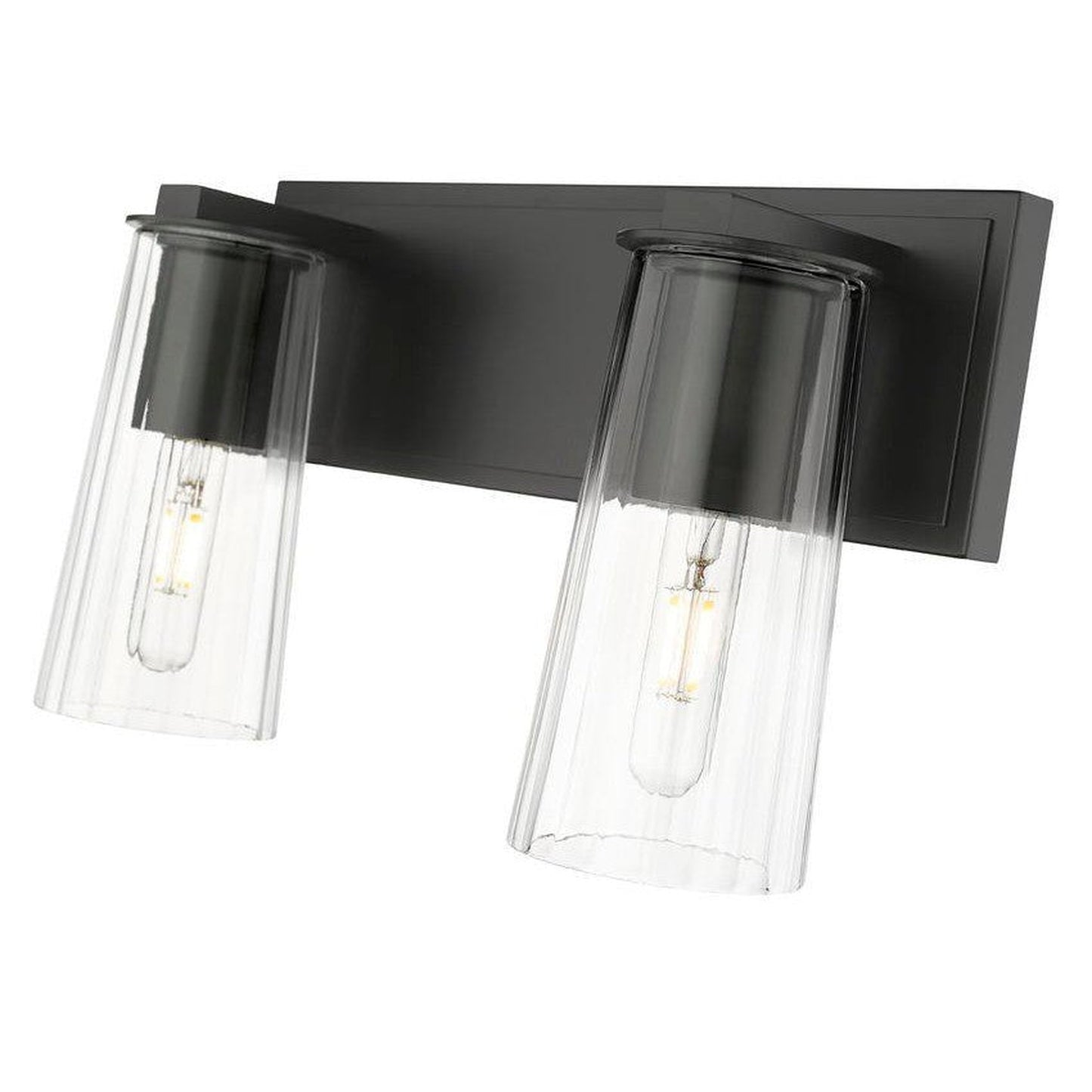 Z-Lite Titus 16" 2-Light Matte Black Vanity Light With Clear Glass Shade