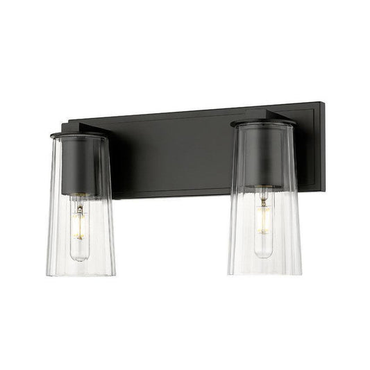 Z-Lite Titus 16" 2-Light Matte Black Vanity Light With Clear Glass Shade