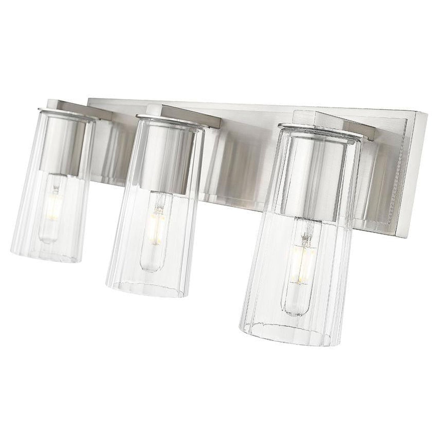 Z-Lite Titus 24" 3-Light Brushed Nickel Vanity Light With Clear Glass Shade